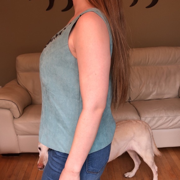 Coldwater Creek faux suede beaded top - Picture 3 of 8